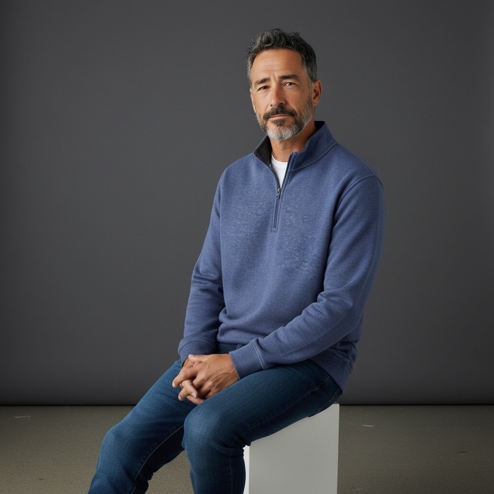 English Laundry Mens Blue Quarter Zip Pullover Sweater‎ Knit Casual Size L